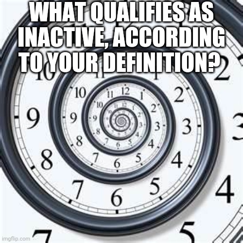 Just Wondering (Not that I want to become inactive) | WHAT QUALIFIES AS INACTIVE, ACCORDING TO YOUR DEFINITION? | image tagged in money can buy a clock but not time | made w/ Imgflip meme maker