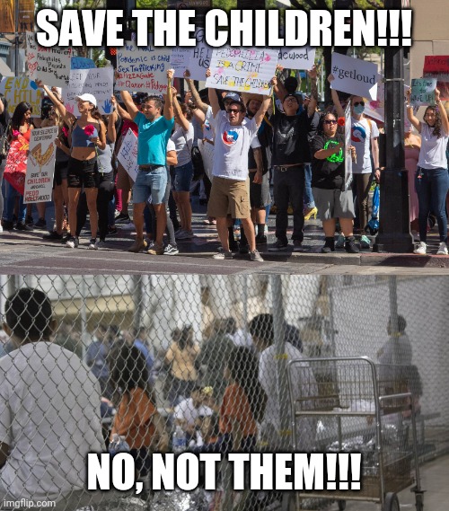 Save the children | SAVE THE CHILDREN!!! NO, NOT THEM!!! | image tagged in children,pizzagate,border,qanon | made w/ Imgflip meme maker