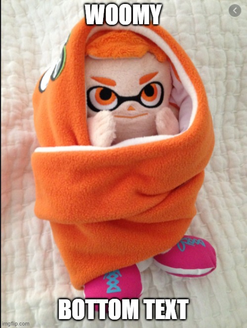 Woomy in a Blanket | WOOMY BOTTOM TEXT | image tagged in woomy in a blanket | made w/ Imgflip meme maker