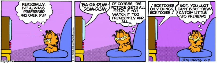 VHSfield | image tagged in garfield,comics/cartoons,vhs,oh wow are you actually reading these tags,you're actually reading the tags,stop reading the tags | made w/ Imgflip meme maker