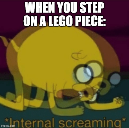 Jake The Dog Internal Screaming | WHEN YOU STEP ON A LEGO PIECE: | image tagged in jake the dog internal screaming | made w/ Imgflip meme maker