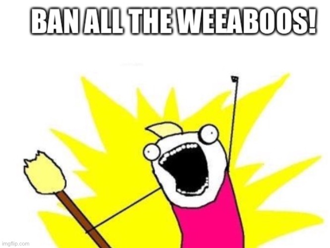 BAN ALL WEEBS! | image tagged in x all the y,no anime allowed,no anime police,anti anime association | made w/ Imgflip meme maker