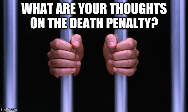 seems to be a pretty controversial topic these days | WHAT ARE YOUR THOUGHTS ON THE DEATH PENALTY? | image tagged in prison bars,death penalty | made w/ Imgflip meme maker