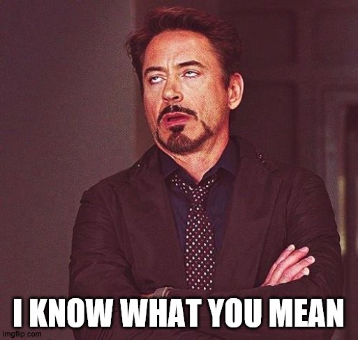 Robert Downey Jr Annoyed | I KNOW WHAT YOU MEAN | image tagged in robert downey jr annoyed | made w/ Imgflip meme maker