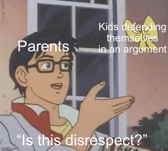Is This A Pigeon Meme | Kids defending themselves in an argument; Parents; “Is this disrespect?” | image tagged in memes,is this a pigeon | made w/ Imgflip meme maker