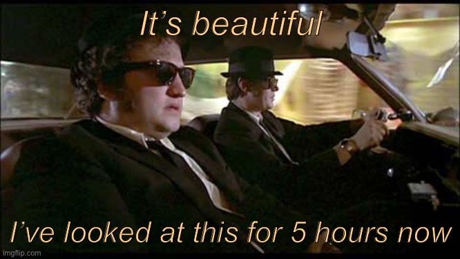 U just gotta follow the link I’m afraid | It’s beautiful; I’ve looked at this for 5 hours now | image tagged in blues brothers,beautiful | made w/ Imgflip meme maker