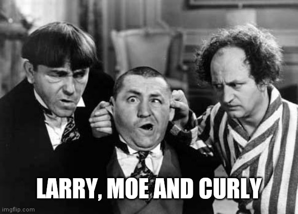 Three Stooges | LARRY, MOE AND CURLY | image tagged in three stooges | made w/ Imgflip meme maker