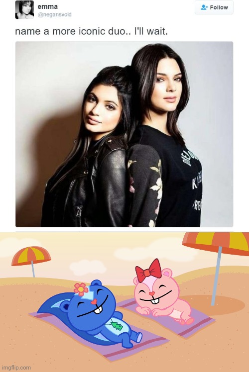 Name a More Iconic Duo | image tagged in name a more iconic duo,happy tree friends,htf,memes,crossover,best friends | made w/ Imgflip meme maker