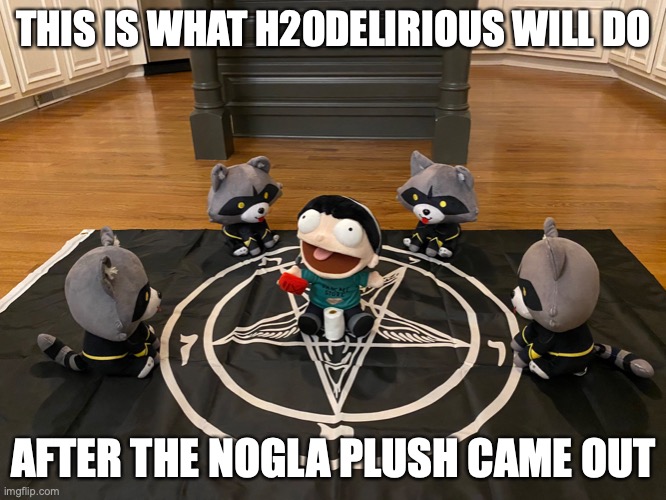 Nogla Voodoo Ritual | THIS IS WHAT H20DELIRIOUS WILL DO; AFTER THE NOGLA PLUSH CAME OUT | image tagged in h2o delirious,daithi de nogla,memes,gaming | made w/ Imgflip meme maker
