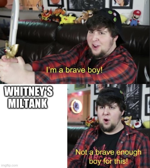 im a brave boy | WHITNEY'S MILTANK | image tagged in im a brave boy | made w/ Imgflip meme maker