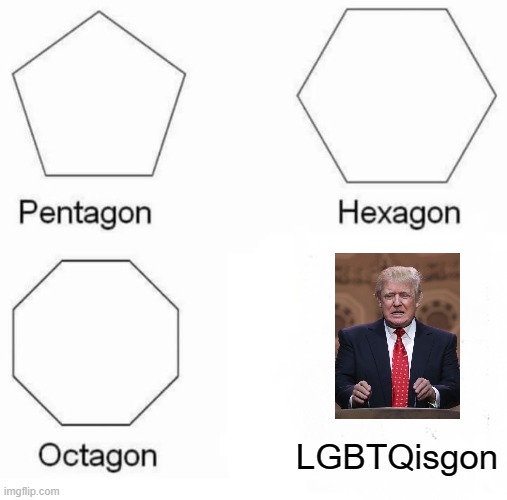 Don't Vote for Trump if You Want a Pro-LGBTQ President | LGBTQisgon | image tagged in memes,pentagon hexagon octagon,trump,lgbtq,politics,president | made w/ Imgflip meme maker