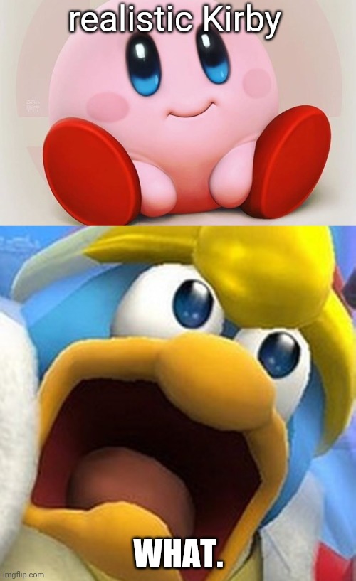 Inspired by Jayce_Edwards. | realistic Kirby; WHAT. | image tagged in kirby,king dedede | made w/ Imgflip meme maker