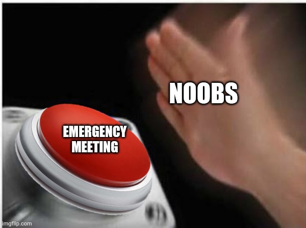 Literally every noon in among us | NOOBS; EMERGENCY MEETING | image tagged in literally every noob in among us,instant meeting,noob time | made w/ Imgflip meme maker