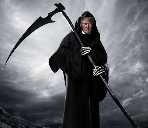 Trump Grim Reaper Death denial and delay Blank Meme Template