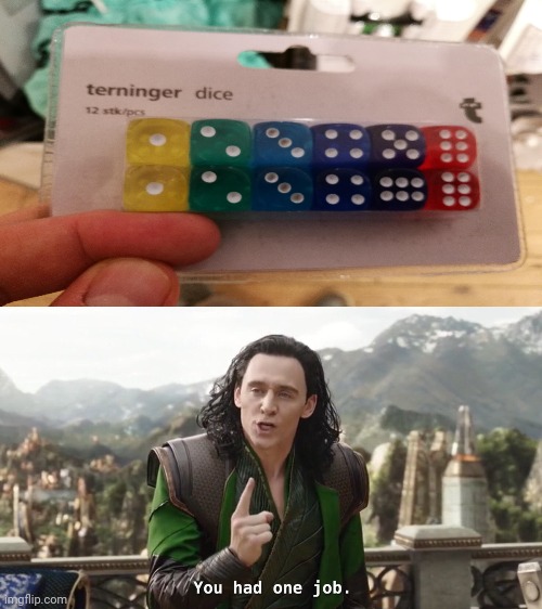 Terninger dice: You had one job; fails | image tagged in you had one job just the one,memes,meme,you had one job,dice,fails | made w/ Imgflip meme maker