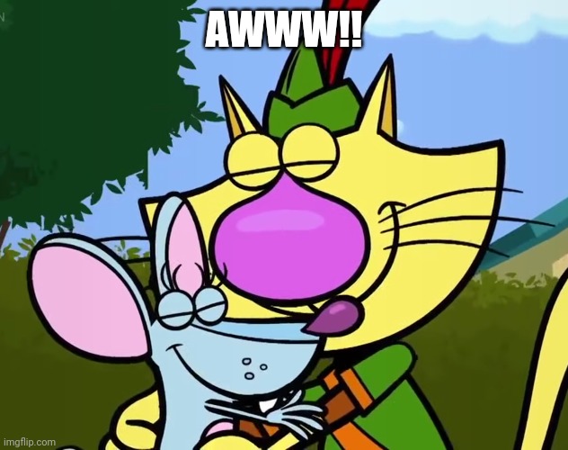 Nature Cat X Squeeks |  AWWW!! | image tagged in nature cat,pbs kids,cute,hugs | made w/ Imgflip meme maker