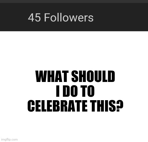 What should I do or make? | WHAT SHOULD I DO TO CELEBRATE THIS? | image tagged in blank white template | made w/ Imgflip meme maker