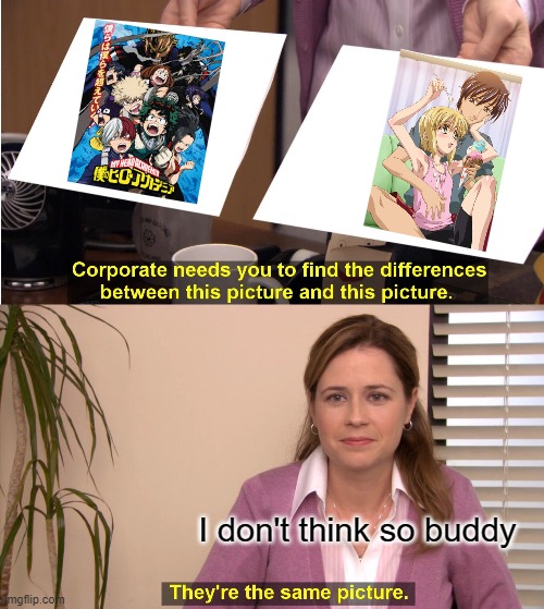 Boku no....... | I don't think so buddy | image tagged in memes,they're the same picture | made w/ Imgflip meme maker