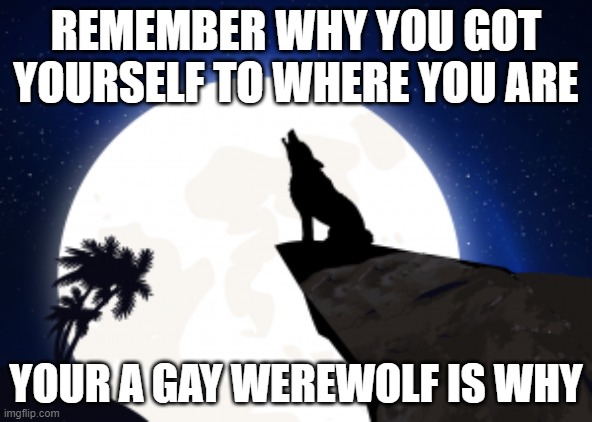 quote | REMEMBER WHY YOU GOT YOURSELF TO WHERE YOU ARE; YOUR A GAY WEREWOLF IS WHY | image tagged in quotes | made w/ Imgflip meme maker