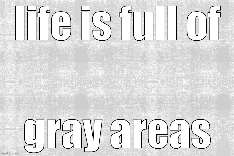 If "evil is evil is evil," then riddle me this. Who would you choose in an election between George W. Bush and Hitler? | life is full of; gray areas | image tagged in gray background | made w/ Imgflip meme maker
