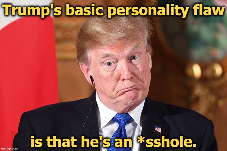 This was well-known for 50 years all across his home town. | Trump's basic personality flaw; is that he's an *sshole. | image tagged in trump dumbfounded befuddled confused,trump,personality,personality disorders | made w/ Imgflip meme maker