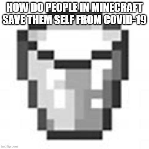 HOW DO PEOPLE IN MINECRAFT SAVE THEM SELF FROM COVID-19 | image tagged in minecraft,covid-19 | made w/ Imgflip meme maker