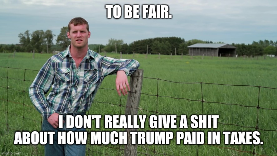 To be fair | TO BE FAIR. I DON'T REALLY GIVE A SHIT ABOUT HOW MUCH TRUMP PAID IN TAXES. | image tagged in letterkenny problems,donald trump,taxes,i dont care,taxation is theft | made w/ Imgflip meme maker