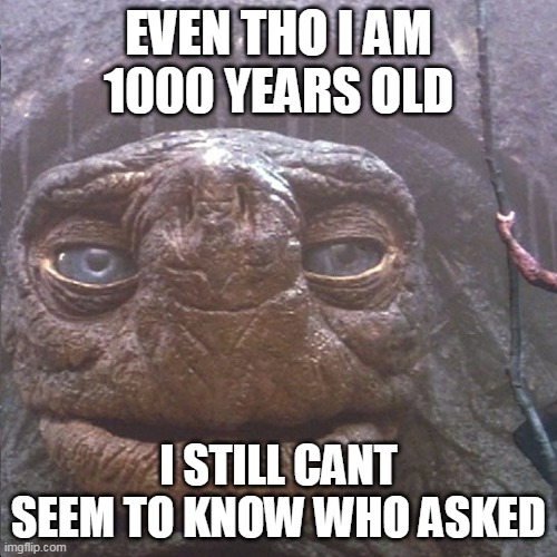 neverending story meme template | EVEN THO I AM 1000 YEARS OLD; I STILL CANT SEEM TO KNOW WHO ASKED | image tagged in memes,funny,who asked,neverending story | made w/ Imgflip meme maker