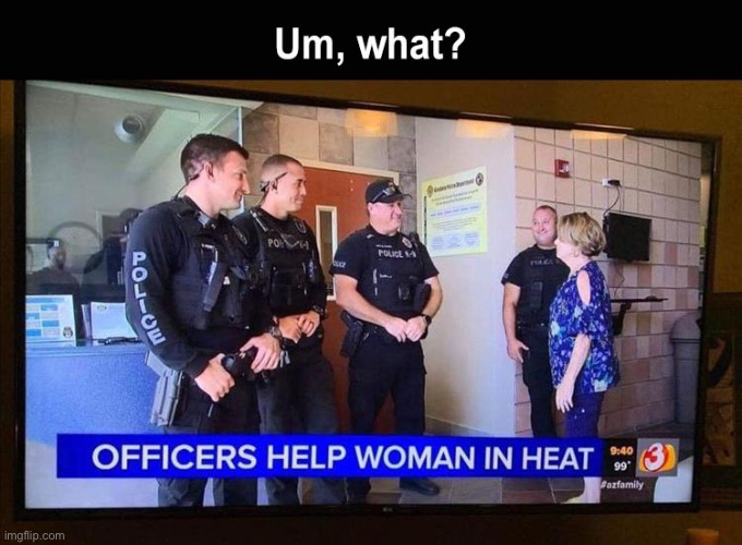 Exactly what are they going to do? | image tagged in memes,police,woman,help,heat,what | made w/ Imgflip meme maker