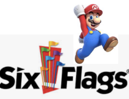 Six Flags logo with Super Mario Blank Meme Template