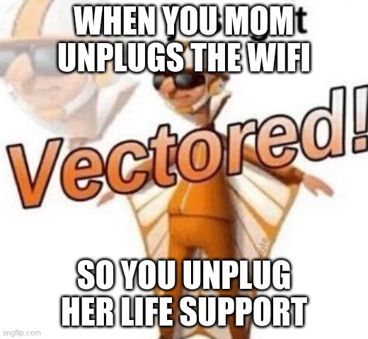 You just got vectored | WHEN YOU MOM UNPLUGS THE WIFI; SO YOU UNPLUG HER LIFE SUPPORT | image tagged in you just got vectored | made w/ Imgflip meme maker