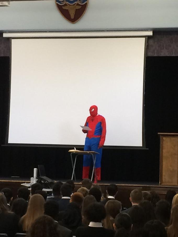 High Quality spiderman on stage Blank Meme Template