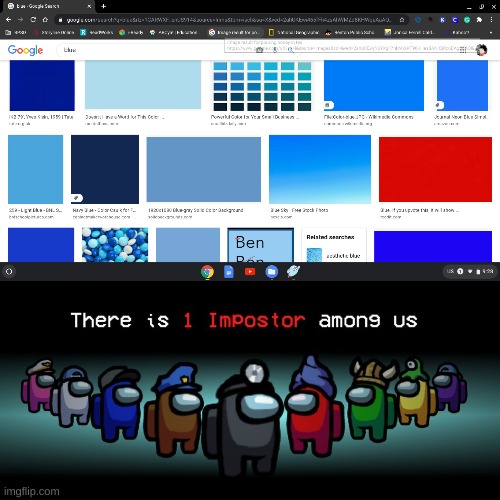There is 1 impostor among us red in blue meme | image tagged in there is 1 imposter among us | made w/ Imgflip meme maker