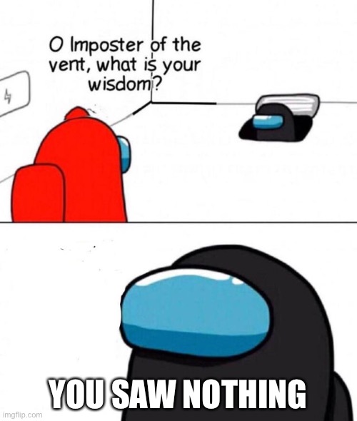 You saw nothing | YOU SAW NOTHING | image tagged in o imposter of the vent | made w/ Imgflip meme maker