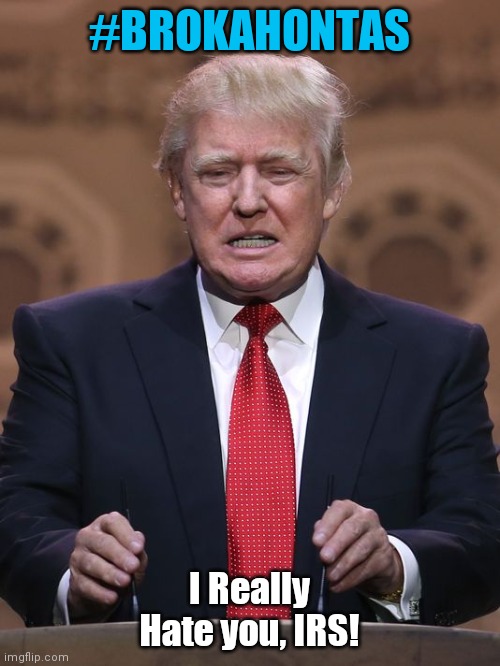 Donald Trump | #BROKAHONTAS; I Really Hate you, IRS! | image tagged in donald trump | made w/ Imgflip meme maker