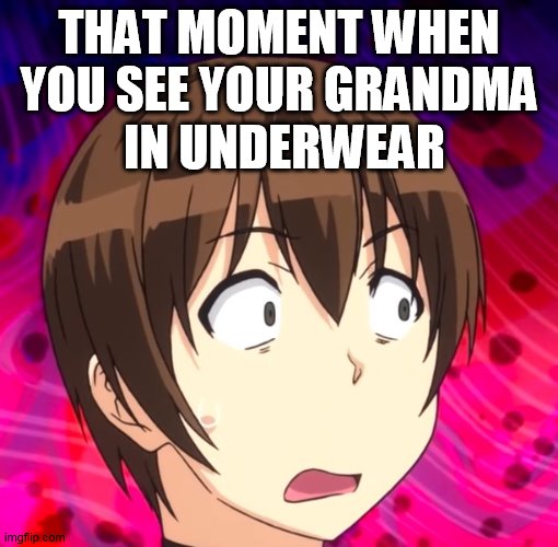 moment when you see ya gandma in underwear | THAT MOMENT WHEN YOU SEE YOUR GRANDMA; IN UNDERWEAR | image tagged in funny memes | made w/ Imgflip meme maker