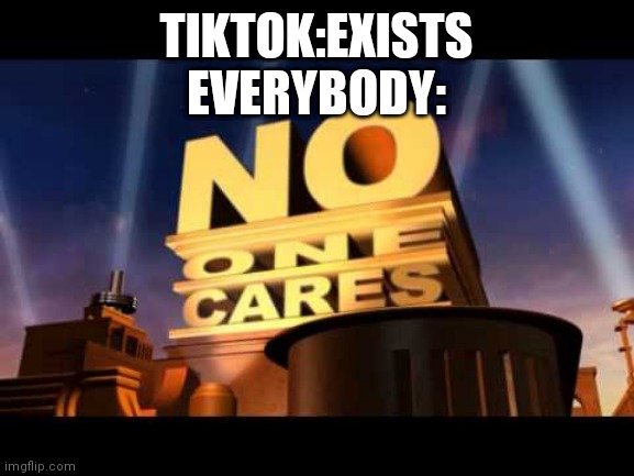 no one cares | TIKTOK:EXISTS
EVERYBODY: | image tagged in no one cares,tik tok | made w/ Imgflip meme maker