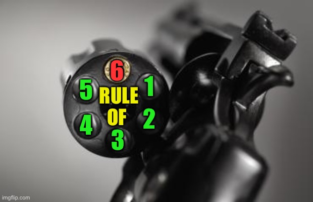 Russian Roulette | RULE OF 1 2 3 4 5 6 | image tagged in russian roulette | made w/ Imgflip meme maker