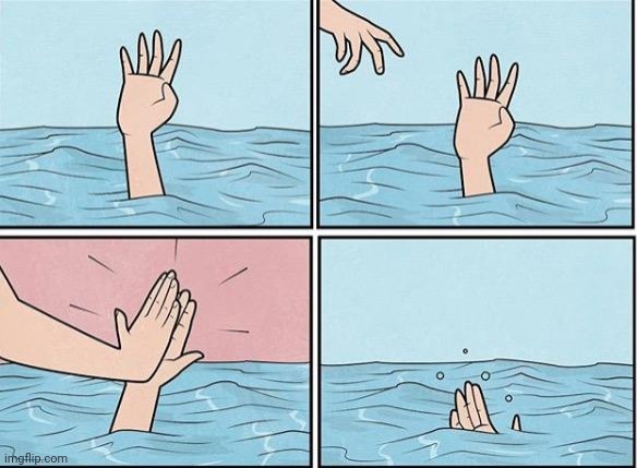 Sinking Hand | image tagged in sinking hand | made w/ Imgflip meme maker