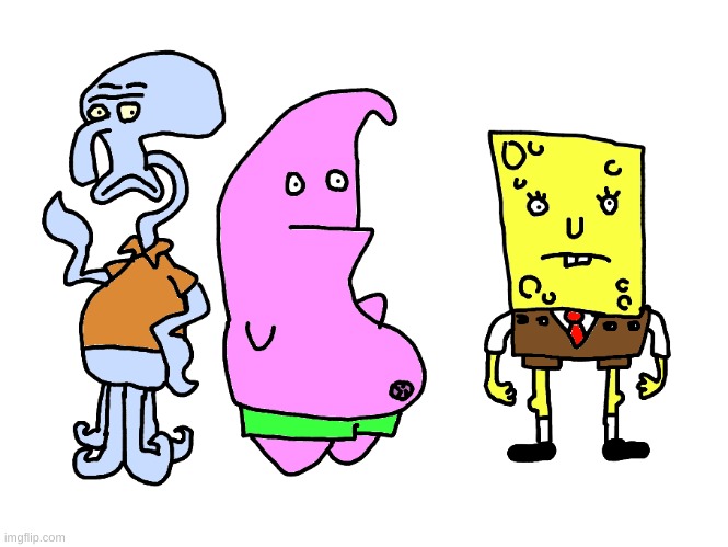 spongegoons | image tagged in spongebob,squidward,patrick star | made w/ Imgflip meme maker