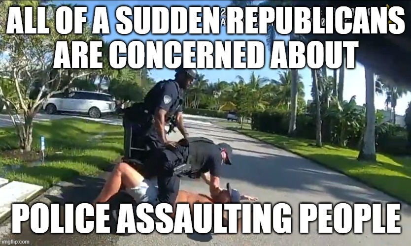 Yeah, we know why you think this life matters | ALL OF A SUDDEN REPUBLICANS
ARE CONCERNED ABOUT; POLICE ASSAULTING PEOPLE | image tagged in republicans,police brutality,white guy | made w/ Imgflip meme maker