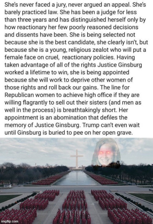 We have barely any time to figure out who this baby federal judge is before the GOP crams her through. Time for a crash course | image tagged in scotus,supreme court,ruth bader ginsburg,right wing,womens rights,feminism | made w/ Imgflip meme maker