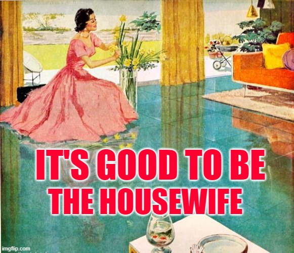 Good Housewife | IT'S GOOD TO BE; THE HOUSEWIFE | image tagged in 50s housewife,sayings,women,marriage,so true memes,vintage | made w/ Imgflip meme maker