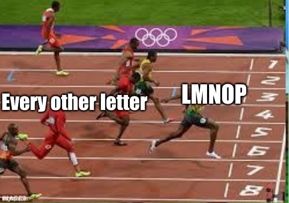 Every other letter; LMNOP | image tagged in memes,alphabet | made w/ Imgflip meme maker