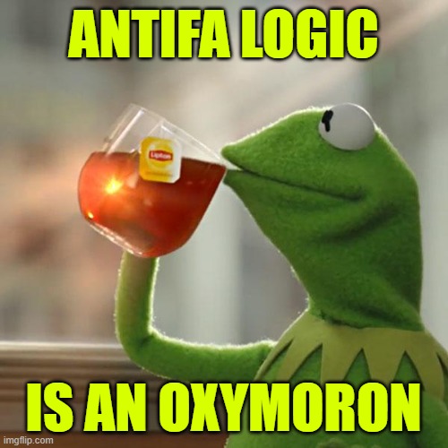 But That's None Of My Business Meme | ANTIFA LOGIC IS AN OXYMORON | image tagged in memes,but that's none of my business,kermit the frog | made w/ Imgflip meme maker