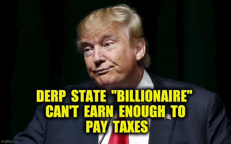 If his accountants aren't better than his lawyers, he's got major problems coming | DERP  STATE  "BILLIONAIRE" 
 CAN'T  EARN  ENOUGH  TO 
 PAY  TAXES | image tagged in trump,tax returns,scam,under audit,derp state,memes | made w/ Imgflip meme maker