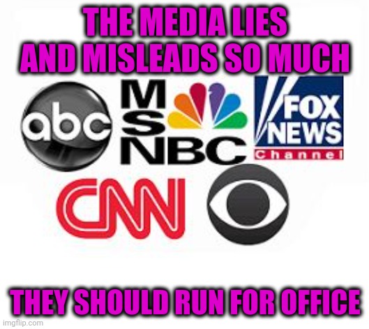 Why should I believe NYT about Trump any more than I believe Trump? | THE MEDIA LIES AND MISLEADS SO MUCH; THEY SHOULD RUN FOR OFFICE | image tagged in media lies | made w/ Imgflip meme maker