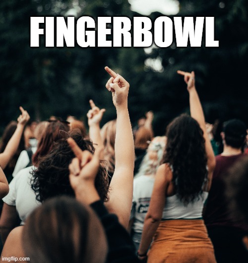 Where Everyone finishes Number 1 | FINGERBOWL | image tagged in memes,funny memes,protest,protesters,middle finger | made w/ Imgflip meme maker