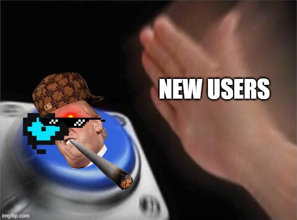 Am I wrong | NEW USERS | image tagged in memes,blank nut button | made w/ Imgflip meme maker