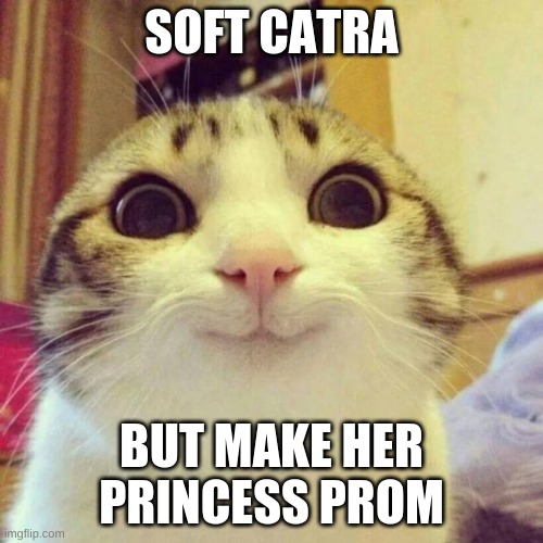 Smiling Cat Meme | SOFT CATRA; BUT MAKE HER PRINCESS PROM | image tagged in memes,smiling cat | made w/ Imgflip meme maker